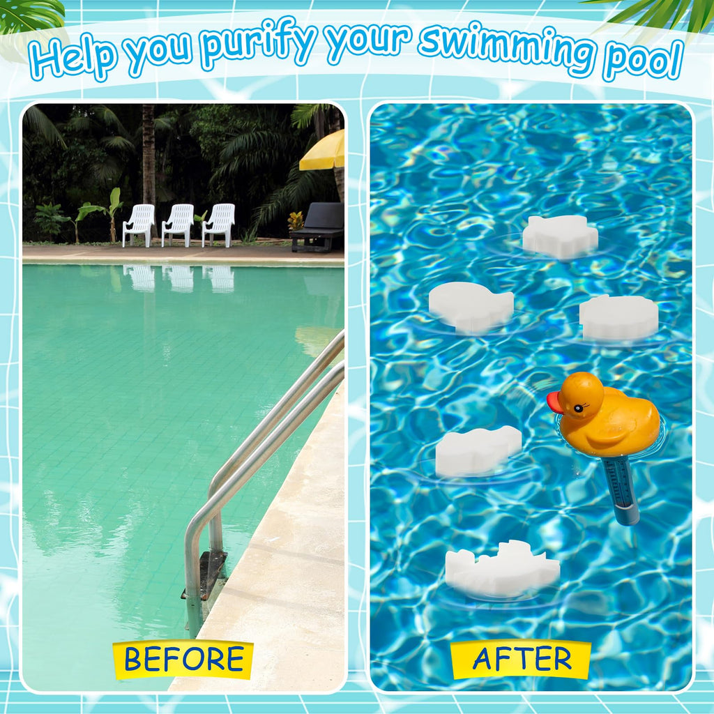 Zhehao 50 Pack 5 Shapes Hot Tub Sponge Absorber Oil Absorbing Sponge Foam Hot Tub Scum Absorber for Swimming Pool Spa Cleaning Accessories(White)