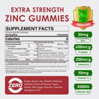 Fermented Zinc Gummies 30mg, Copper, Selenium, Vitamin C, D3, Superior Absorption Zinc Supplements for Women & Men, Immune, Powerful Antioxidant, Zinc Picolinate Alternaitive, Vegan, No Sugar, 60 Cts