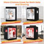 KASUE Upgraded 2 Person Sauna, Portable Infrared Sauna with 5-Layer Waterproof, 2 Steamers, 2 Folding Chair, 71”x 36”x 49” for Indoor, Outdoor, Gym, Spa, Carbon Black