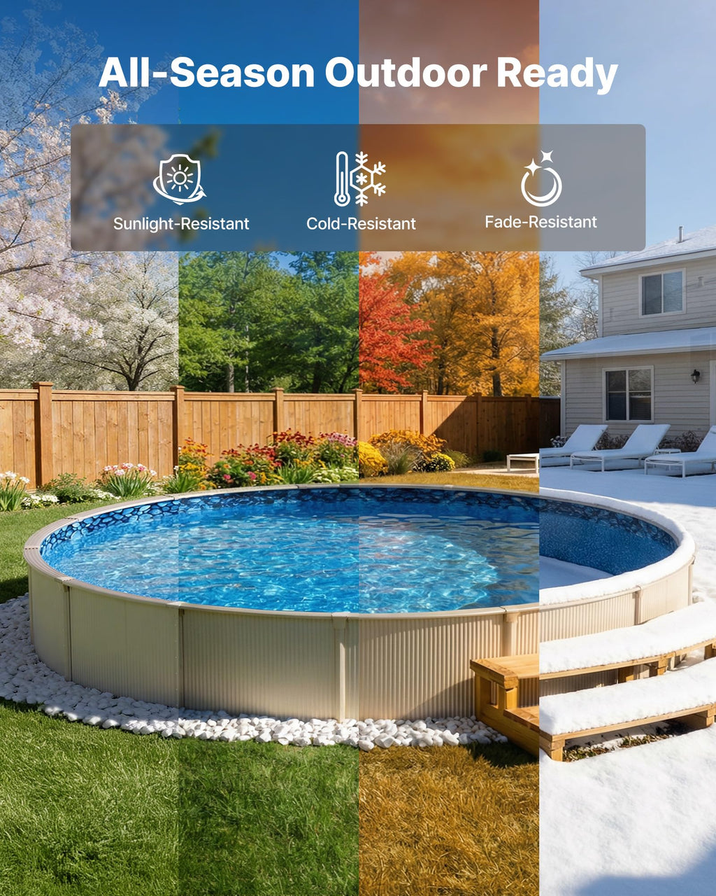 VEVOR 24-ft Round Above Ground Pool Liner, Unibead Pool Liners, Upgraded Thickened Gauge, 52inch Wall Height, Designed for Steel Sided Above-Ground Swimming Pools