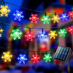 JMEXSUSS Solar Snowflake Lights Outdoor Waterproof, 30.6FT 50 LED Solar String Lights, 8 Modes Christmas Light for Outside Garden Patio Yard Decorations