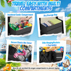 Beach Wagon with Big Wheels for Sand, 350lbs Heavy Duty Folding Wagon, Oversized 180L, 9" PVC All-Terrain Wheels, Adjustable Handle, Cooler & Storage Bags for Beach, Camping & Outdoor Sports (Black)