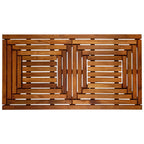 Nordic Style Teak Shower, Bath and Spa Mat | Indoor + Outdoor Use | Non-Slip Wood Platform | Spa, Sauna, Pool, Hot Tub | Luxury Decor | Framed Oiled Finish (40" x 20")