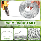 Blulu 200 ft Wire Trellis Kit 16 Gauge Galvanized Coated Steel Garden Wire Trellis with 20 Vine Eye Screws for Outdoor Wall Fence Grape Climbing Plants
