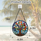 Colorful Tree of Life Stained Glass Window Hanging Suncatcher Gifts 6.3"