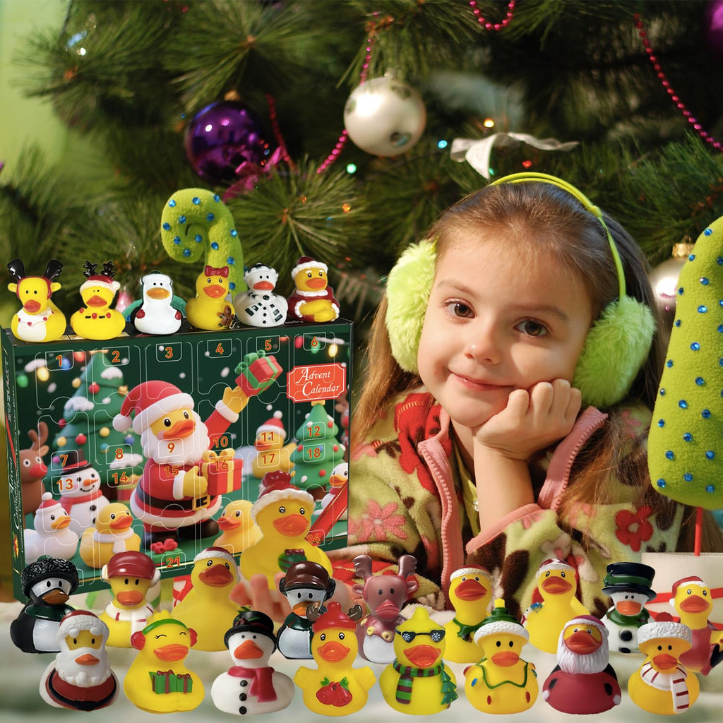 SQZUWIT 2026 Christmas Advent Calendar Rubber Ducks 24 Days Kids Gift