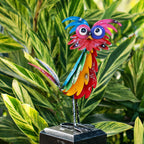 Natelf Wacky Metal Owl Yard Statue Decoration Outdoor Bird Figurine