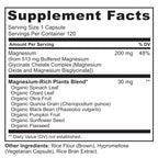 NATURELO Magnesium Glycinate Chelate Complex - 200 mg Magnesium with Organic Vegetables to Support Sleep, Calm, Muscle Cramp & Stress Relief - Gluten Free, Non GMO - 120 Capsules