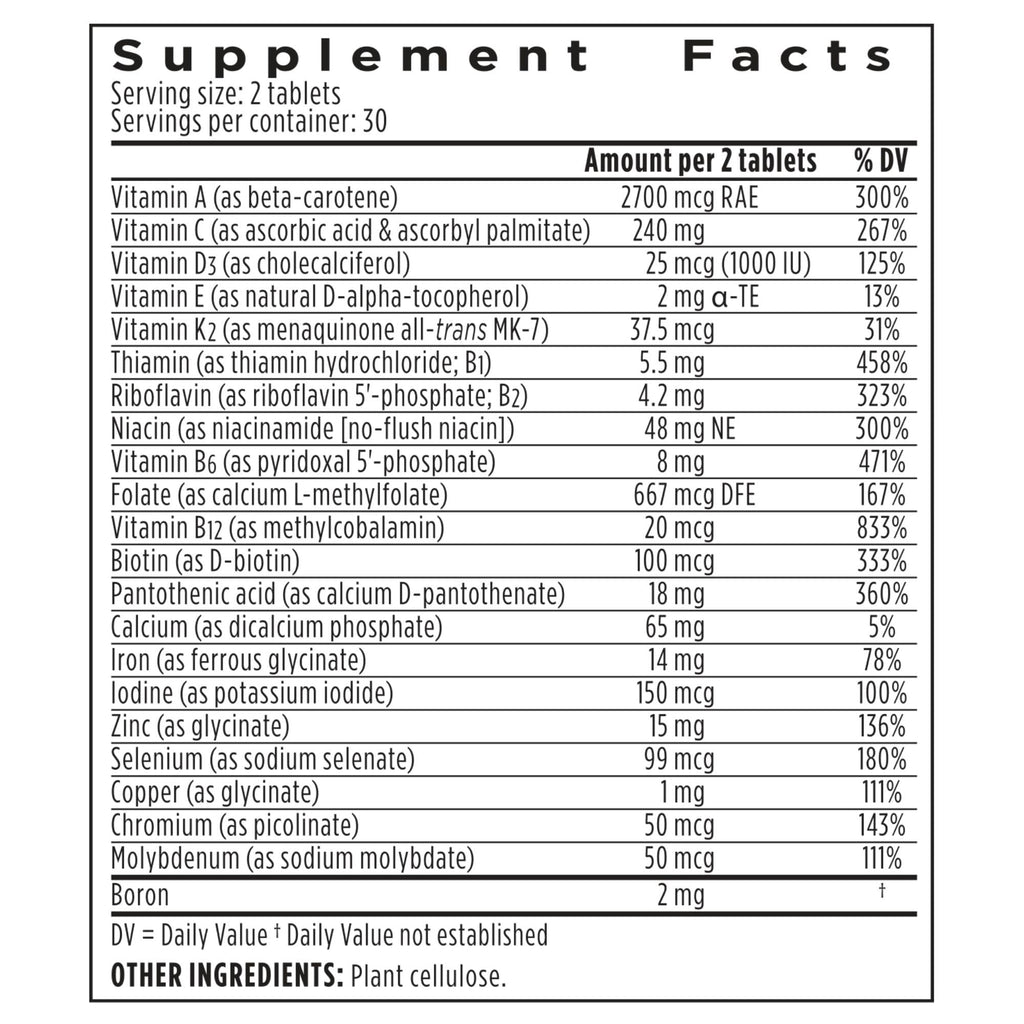 Igennus High Potency Methylated Multivitamin for Women with Gentle Iron, 5-MTHF Folate & Methylcobalamin B12, Pure & Clean, Sustained Release, Active B-Complex & K2 MK-7, Non-GMO, 60 Vegan Tablets