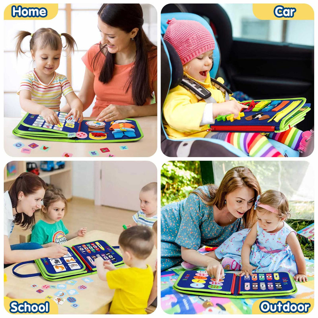 Winblo Toddler Busy Board - Montessori Toys for Toddler Boy Birthday Gift, Educational Learning Sensory Busy Book for Toddler Boys, Toddlers Activities Toy for Airplane Car Travel