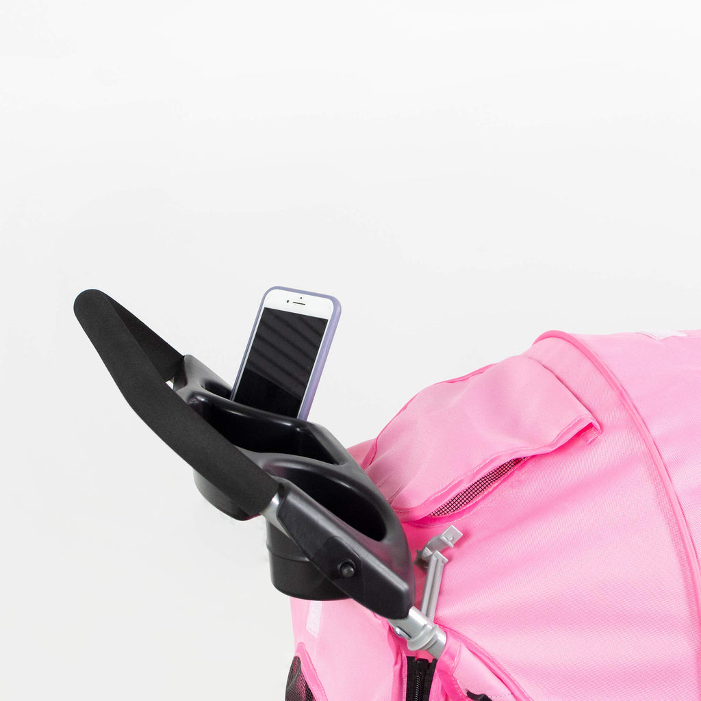 VIVO Pink 4 Wheel Pet Stroller for Cat, Dog and More, Foldable Carrier Strolling Cart, STROLR-V001N