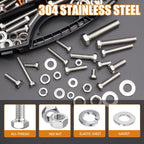 mankk 312PCS Hex Bolts and Nuts Assortment Kit,4 Sizes (1/4-20,5/16-18,3/8-16,1/2-13") 304 Stainless Steel Hex Bolts and Nuts Washers Kit Hardware Screws Set Flat & Spring Lock Washers
