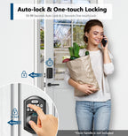 TEEHO TE002 Fingerprint Door Lock - Keyless Entry Electronic Keypad Deadbolt with 2 Backup Keys - Auto Lock - Easy Installation - Smart Locks for Front Door - Matte Black