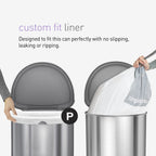 simplehuman Code P 60 Count Custom Fit Liners, Drawstring Kitchen Trash Bags, One-by-One Mess-Free Dispense, Extra Thick & Double Seamed, 50% PCR Plastic, 50-60 Liter / 13-16 Gallon, White