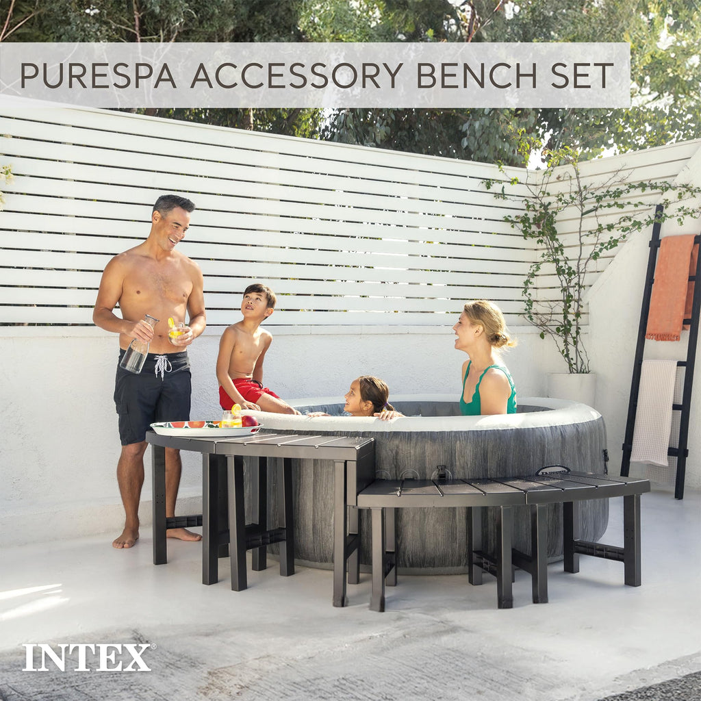 Intex Set of 4 PureSpa Benches, 2 Medium and 2 Tall Bench Accessories Compatible with Inflatable Hot Tub 4 Person Spas (Bench Accessories Only)