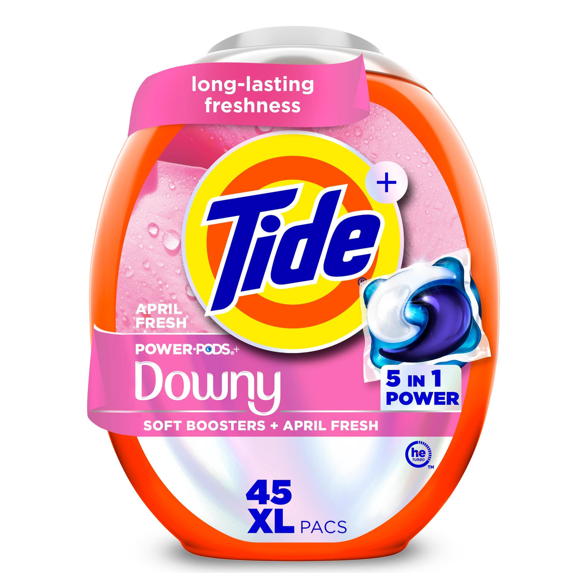 Tide Power PODs + Downy Laundry Detergent Pods, 45 Count, Soft Boosters + April Fresh