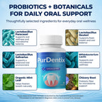 PurDentix Oral Health Probiotic – 4-Strain Formula for Healthy Gums, Teeth & Fresh Breath – 180 Chewable Tablets