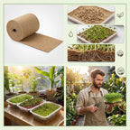 10" x 236" Organic Microgreens Growing Mat, Natural Jute Fiber Grow mats, Organic Hydroponic Pads, Breathable Grass Seed mat for Germination Trays, Wheatgrass Sprouts Microgreen, Seed Starter