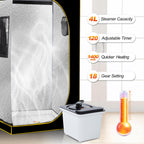 amocane Sauna Steam Portable Pot 4L, Stainless Steel Steam Generator for Saunas Home Spa Fumigation Steam Machine for Body Detox with Remote Control Anti-riot Device (110V, White)