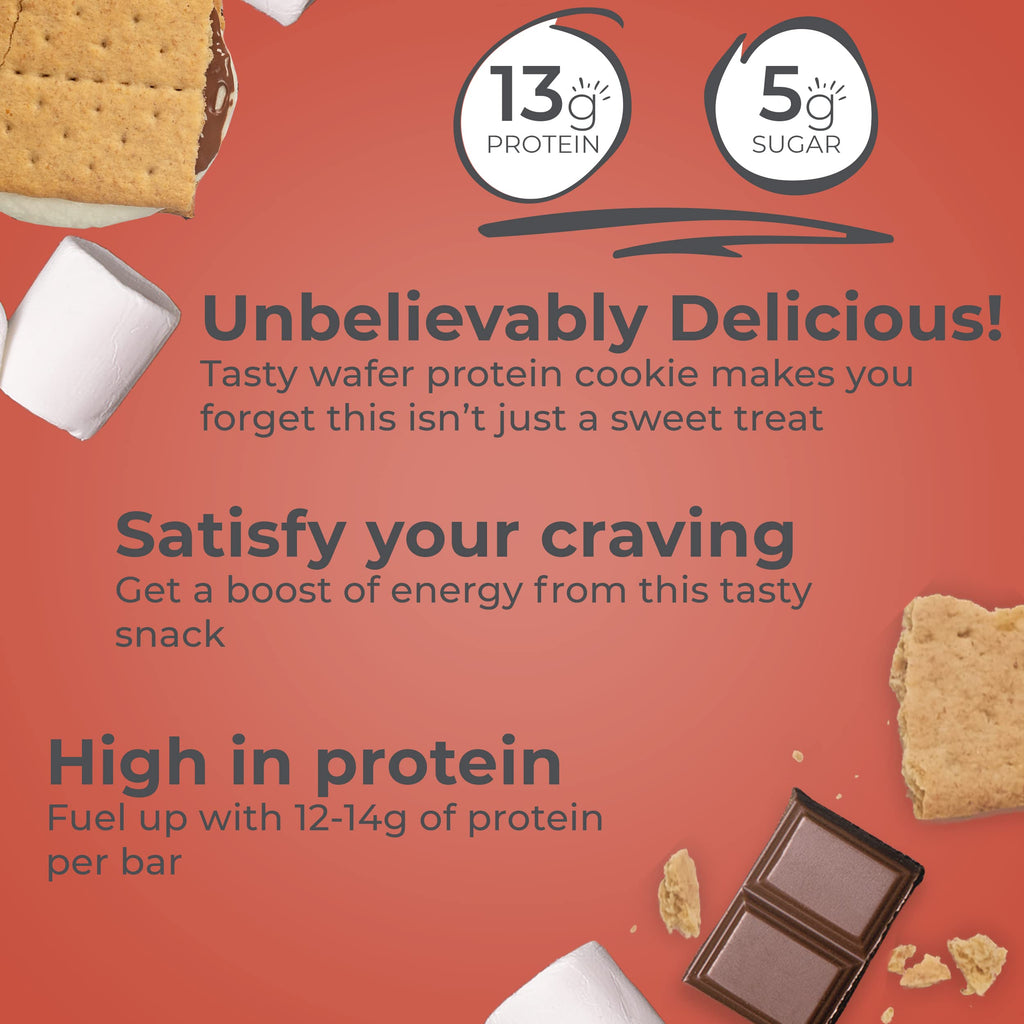 Power Crunch Protein Wafer Bars, High Protein Snacks with Delicious Taste, S'Mores, 1.4 Ounce (Pack of 24)