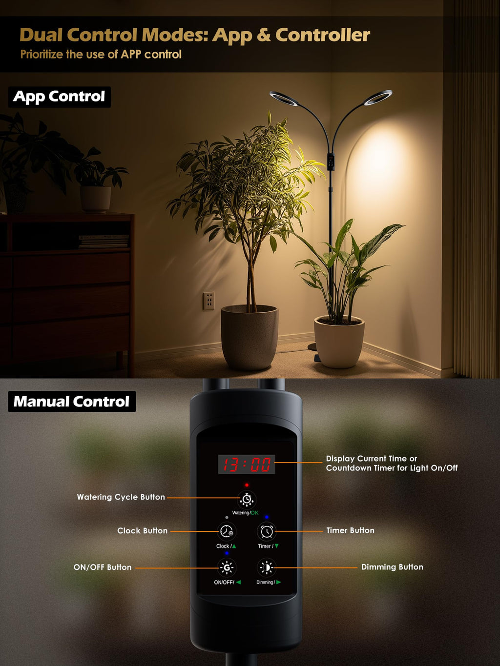 48W Smart Grow Lights for Indoor Plants, Full Spectrum LED Plant Light