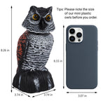 Hausse 3 Pack Bird Scarecrow Mini Fake Owl Decoy Sculpture, 8.26 inch Wagging Head Plastic Small Owl Bird Deterrents, Nature Enemy Horned Pest Repellent for Outdoor Garden Yard