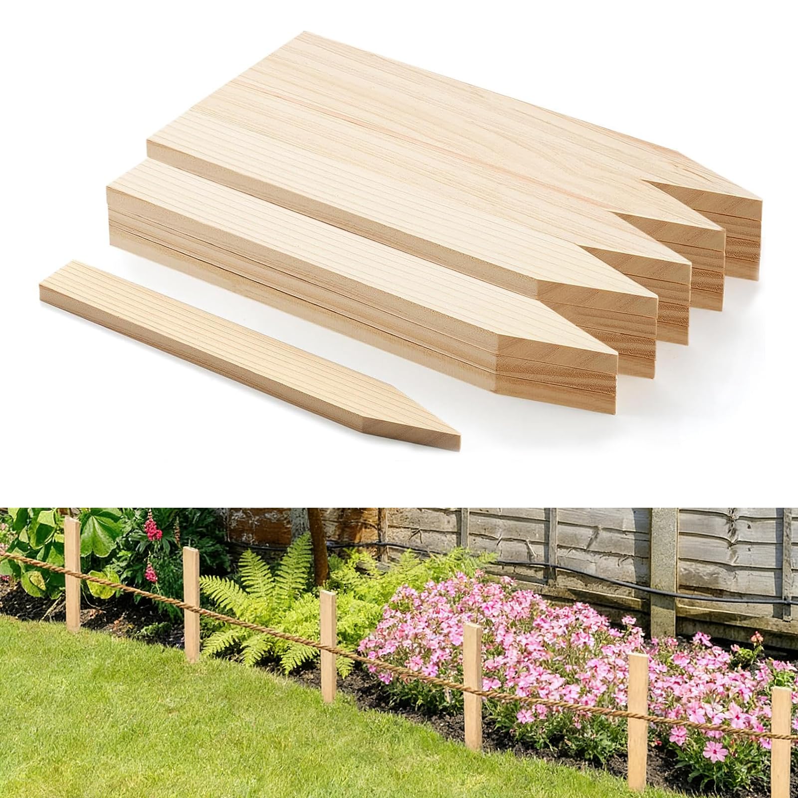 20 Pieces Wooden Garden Stakes 12 Inch Grade and Survey Stakes Wooden Garden and Sign Posts for Plant Support Silt Fence Yard Farm Survey Boundaries Baselines