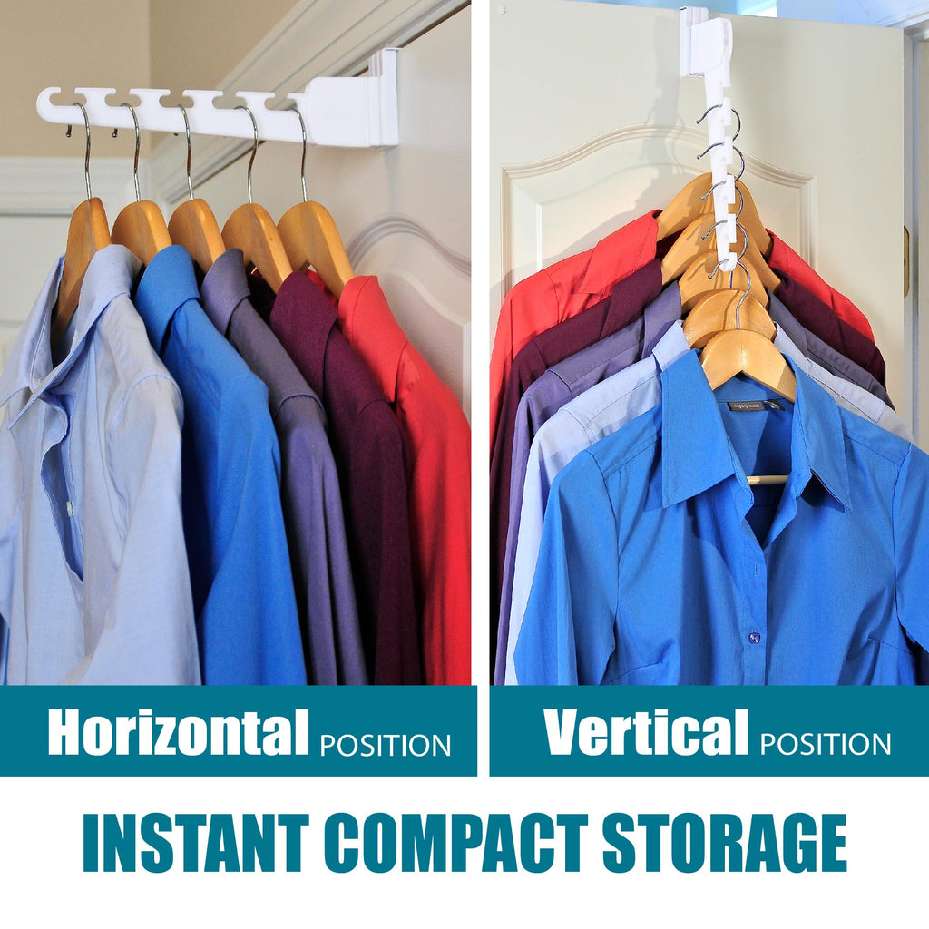 Wonder Hanger Over The Door 2-Pack Organizer for Clothes Hangers, Space-Saving Cascading Hanger Hooks, White
