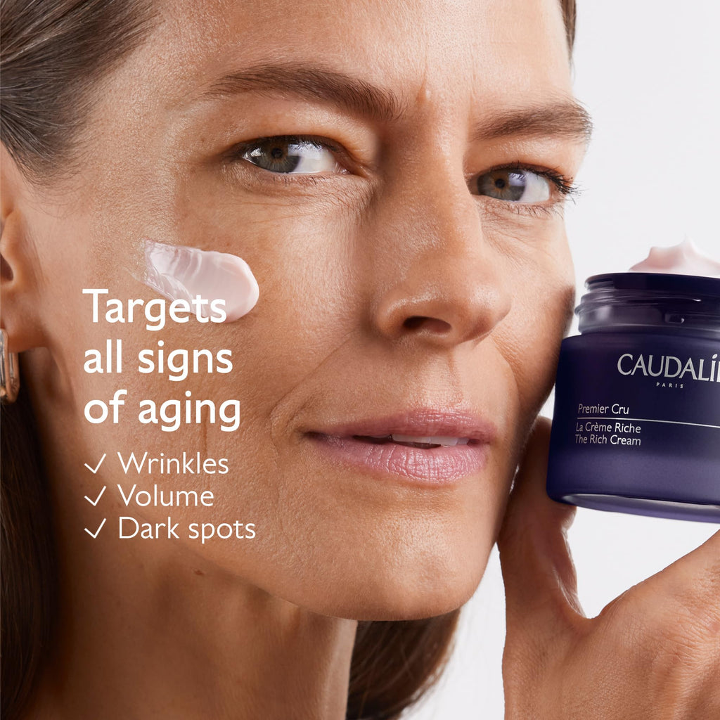 Caudalie Premier Cru The Rich Cream, Skin Barrier Repairing Rich Moisturizer with Ceramides, Refillable Jar - 50 mL