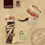 RAW Cones Classic King Size - 150 Pack - Slow Burning Pre Rolled Paper with Tips and Packing Tubes Included