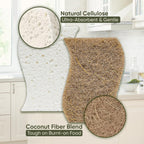 Plant-Based Kitchen Sponges (24 Pack) | FSC-Certified & PETA Approved | Natural Cellulose & Coconut Blend Scrubber Dish Sponges for Kitchen | S-Shaped Design | Eco-Friendly, Non-Scratch & Non-Toxic