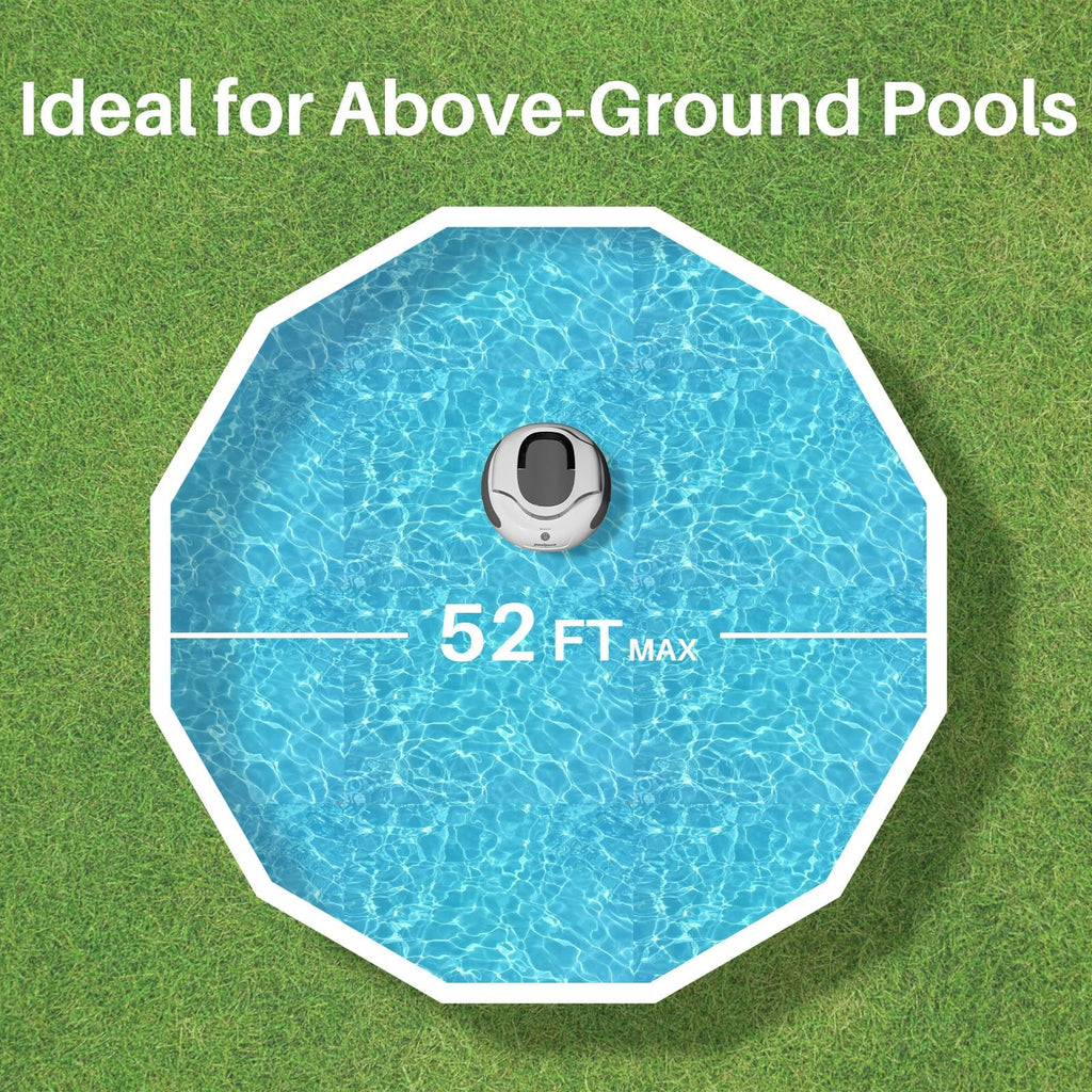 POOLPURE Cordless Robotic Pool Cleaner - Dual 30W Motors, 100Min Runtime, for Above & In-Ground Pools Up to 1000 Sq.Ft, Auto-Parking, Advanced Waterproof Technology