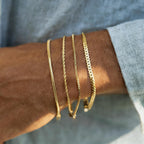 MosFlor 4 Pcs Mens Bracelet Gold Cuban, Cuban link Chain for men Waterproof Stainless Steel Men Jewelry Adjustable Bracelets for Men Birthday Gifts for Him Dad Son
