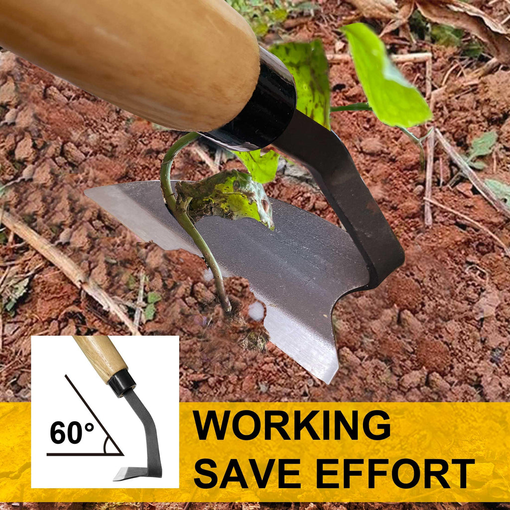 Hanpex - Japanese Weeding Sickle, Wide Blade Gardening Tools - Premium Quality Hand Hoes/Weeding Sickle Have Very Sharp Edge for Quick Work (Long Handle)