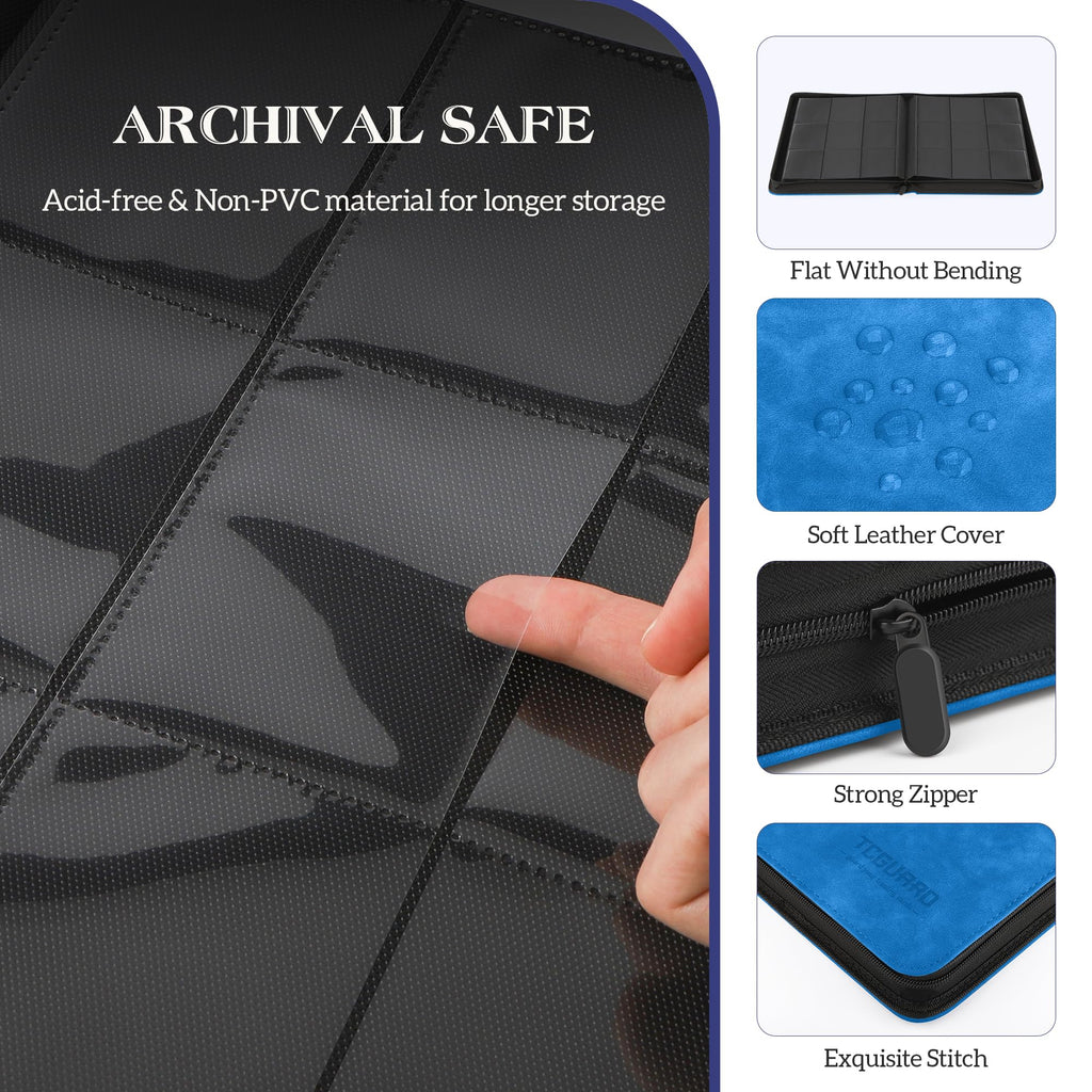 TCGUARD Trading Card Binder, 9 Side Loading Pocket Card Album Hold Up to 540 Cards, Zipper Binder for Cards Collection, TCG Card Holder for Game Card, Sports Card, Yugioh, MTG etc. (Light Blue)