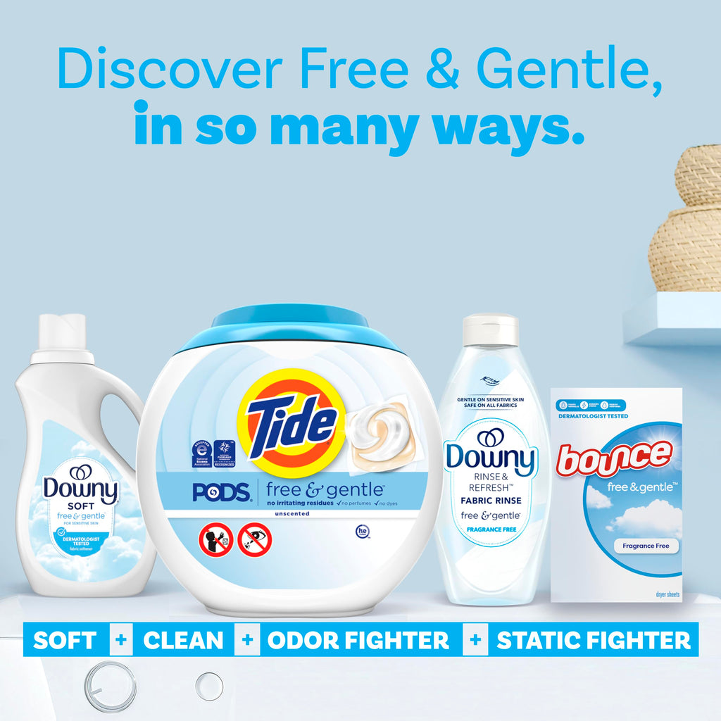 Tide PODS Free & Gentle laundry detergent, 76 ct, Trusted, gentle laundry detergent pods, 100% free of irritating residues: no added dyes and perfumes