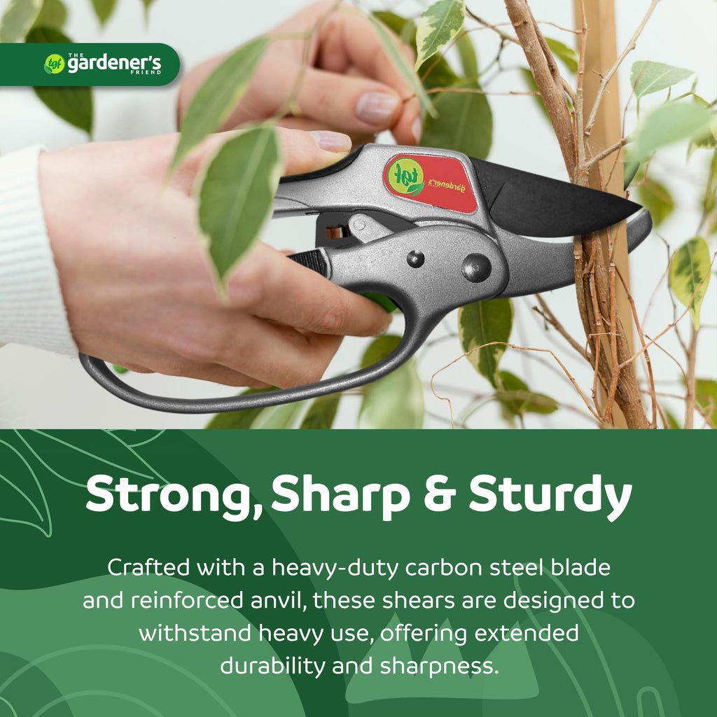 The Gardener's Friend Heavy Duty Ratchet Pruning Shears, Anvil
