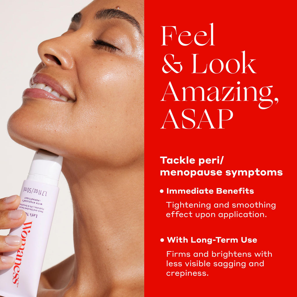 Womaness Let’s Neck Serum for Neck Tightening and Lifting - Firming and Tightening Neck Cream with Cooling Roller Applicator - Hydrating Neck Serum to Smooth Wrinkles and Sagging Skin for Women - 50ml
