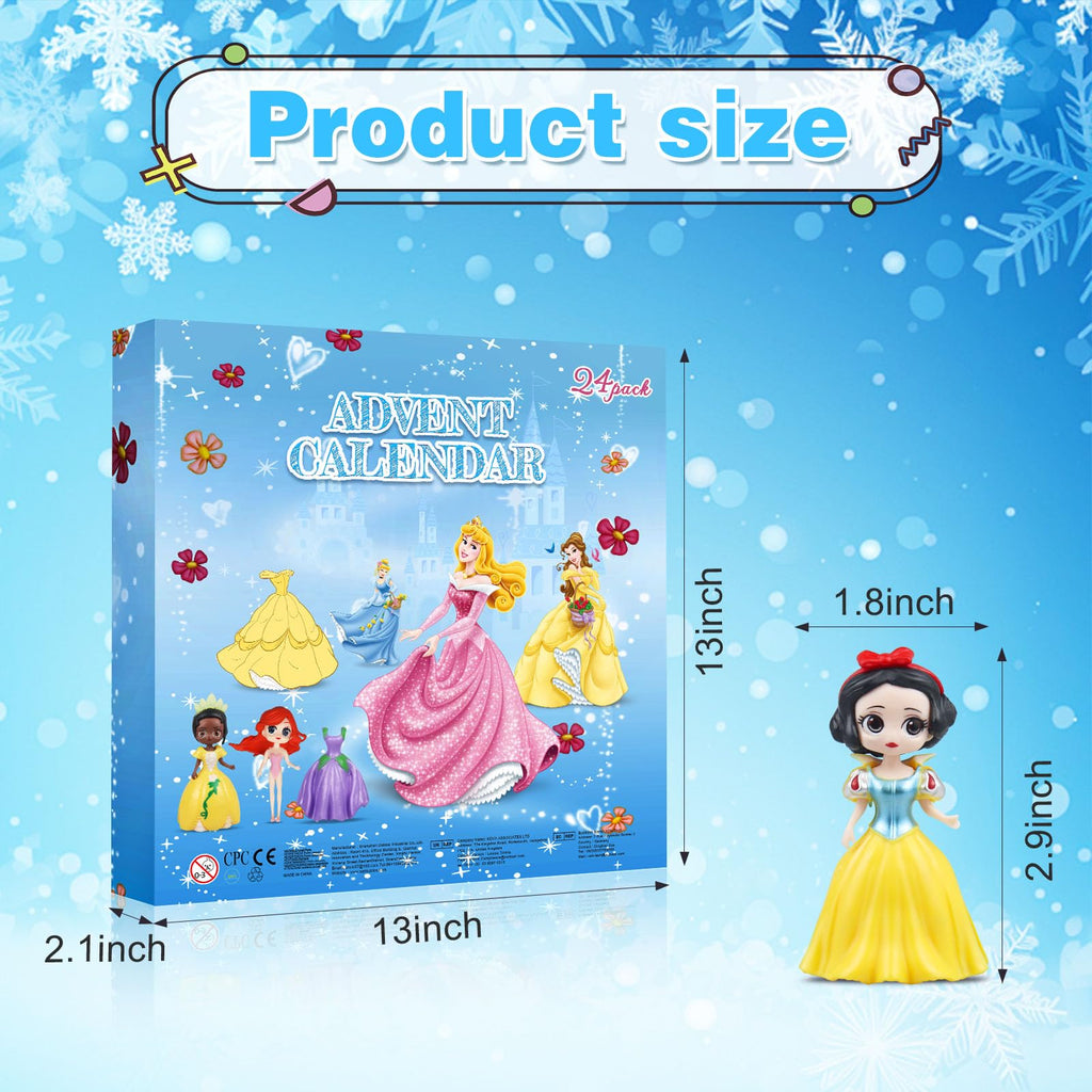 2026 Christmas Advent Calendar 24 Days Christmas Countdown Calendar for Girls, Princess Toys Set with 12 Princess Dolls & 12 Outfits, DIY Dress Up Surprise Box Xmas Gift for Kids Girls Teens