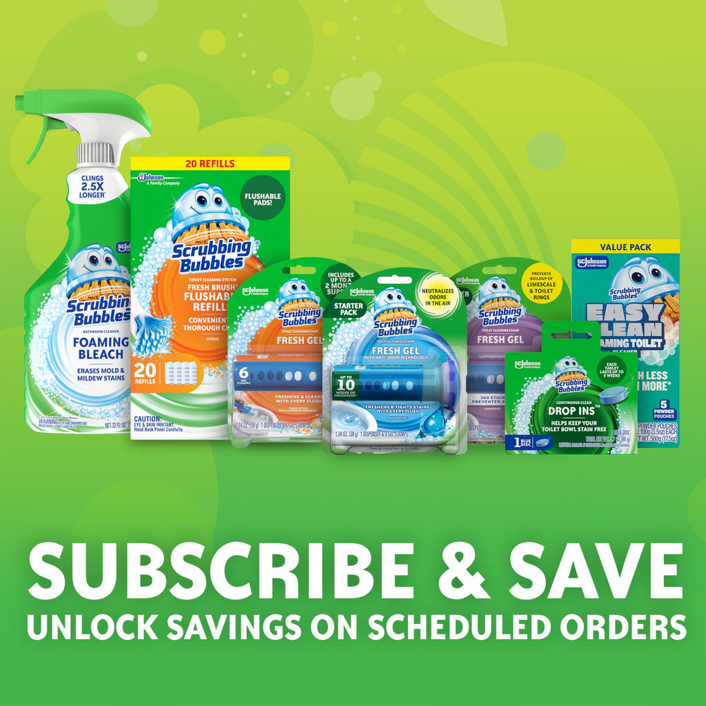 Scrubbing Bubbles Toilet Bowl Wand Cleaner Refills, Fresh Brush Heavy Duty Cleaner Toilet Refill Pads, Removes Limescale & Odors, Citrus Scent, 8 Count (Pack of 8)