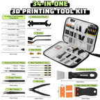 3D Printer Tools Kit, 34pcs 3D Printer Accessories for All FDM/SLA Printers Includes Nozzle Cleaning, Removal Scrapers, Finishing Tools, 5 Types of Files,Brushes, Wire Cutter, Engraving Knife