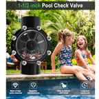 Pool Check Valve - 1 1/2 Inch- Positive Seal & Non Lube for Pools and Spas, Replaces Jandy 7235 Check Valve,180 Degree