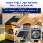 15W Solar Exhaust Fan with Remote Timer, for Chicken Coop, Greenhouse, Shed