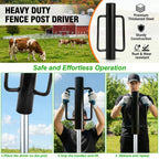 yarlung Fence Post Driver, 17 LBS Heavy Duty Hand Post Pounder with Handles for Metal U Posts, T Posts, Garden Wooden Fence, Black