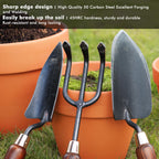 RESTMO Gardening Tools Set, 3-in-1, Carbon Steel, Wooden Handle, Brown