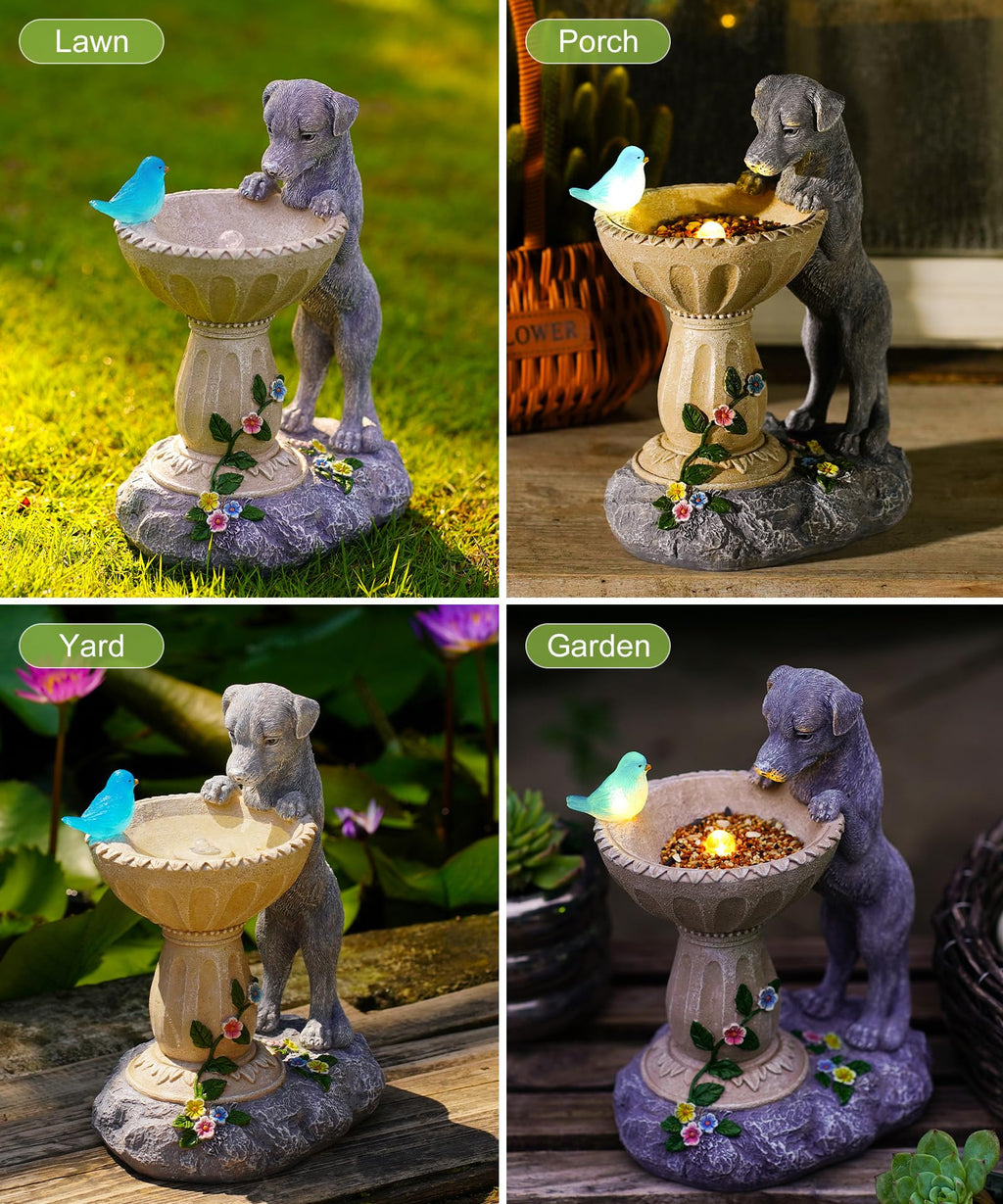 Nacome Solar Dog Garden Statues: Weatherproof Resin Decor