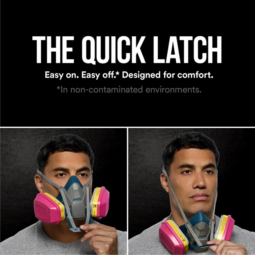3M™ Multi-Purpose Quick Latch Reusable Respirator 65023QLH1-DC, OV/AG/P100, Mdm, 1-Fcpc, 1-pr of 60923 Crtrdg/Fltrs