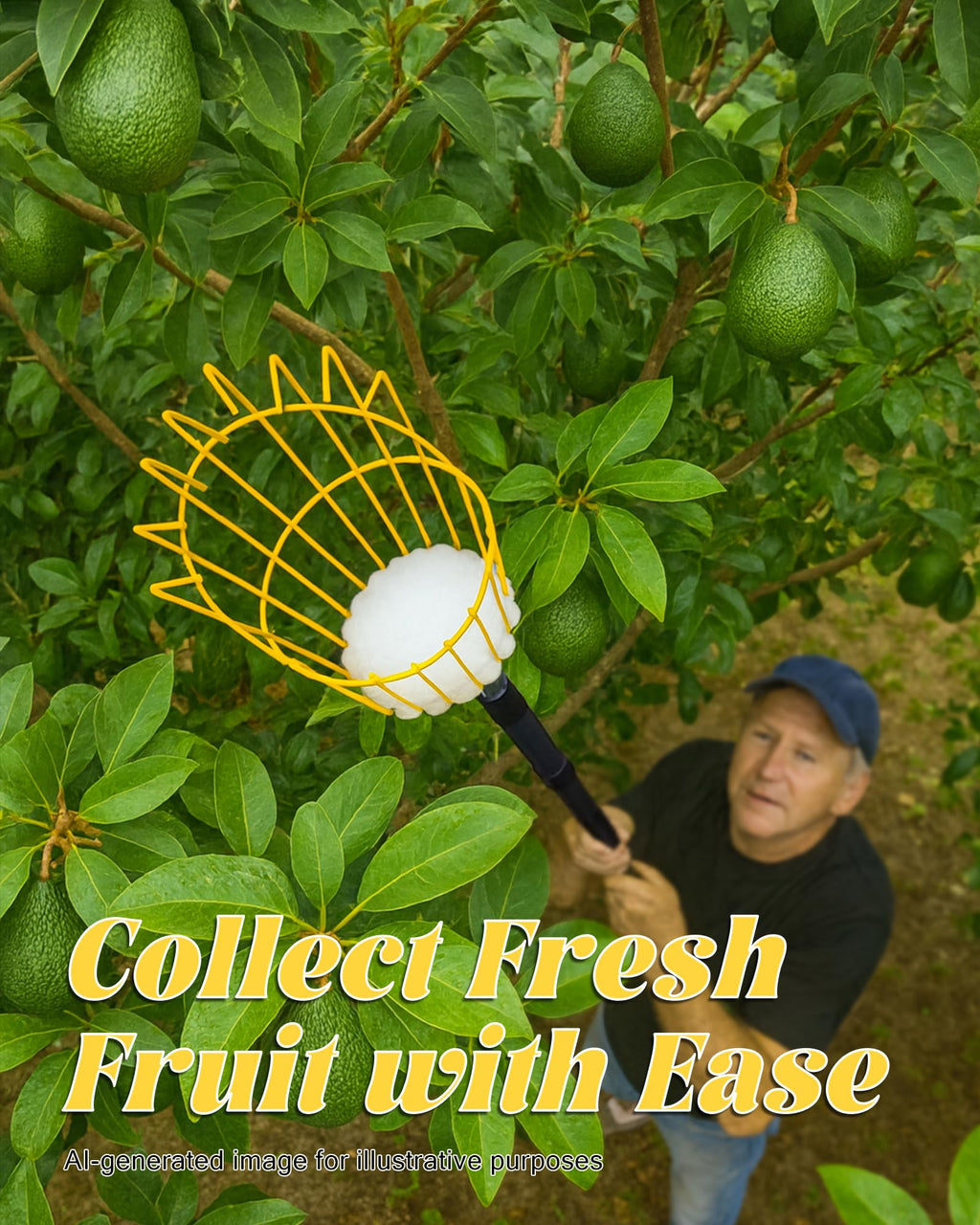 BlumeTrec 6.5FT Fruit Picker with Basket, Apple Picking Tool 35–77 Inch Adjustable Pole, Long-Handle Mango Grabber, Tree Fruit Catcher for Harvesting Lemon Pear Orange Avocado Peach Citrus Grapefruit