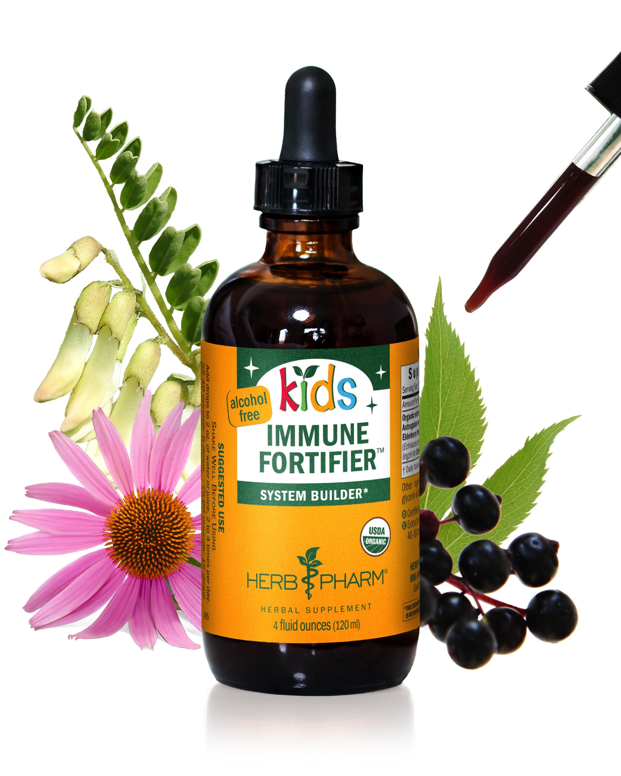 Herb Pharm Kids Certified-Organic Alcohol-Free Immune Fortifier Liquid Herbal Formula, 4 Ounce