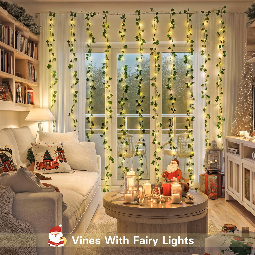 JMEXSUSS Vine Curtain Lights, 200 LED Vines with Fairy Lights for Bedroom